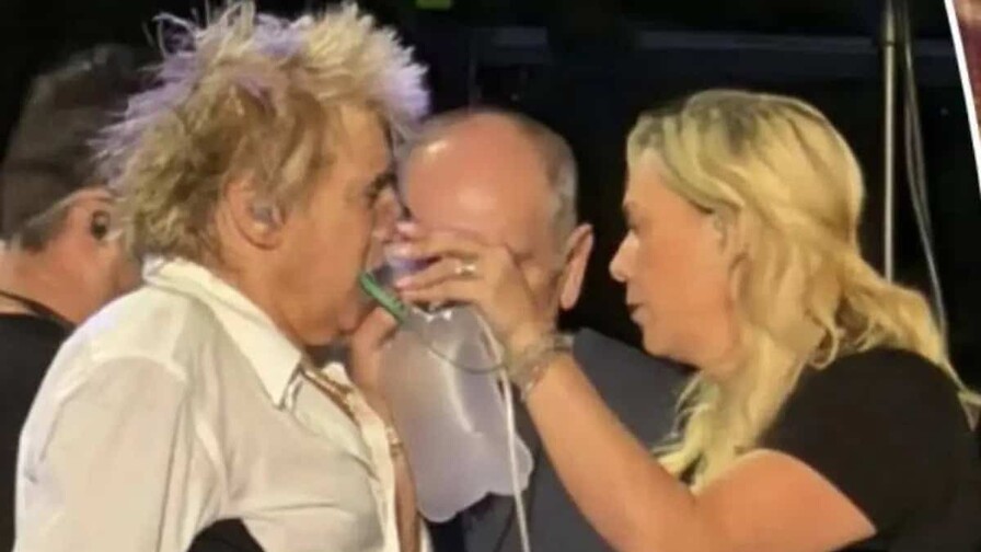 Rod Stewart recibe asistencia con oxígeno durante un concierto y termina el show sentado Rod Stewart recibe asistencia con oxígeno durante un concierto y termina el show sentado