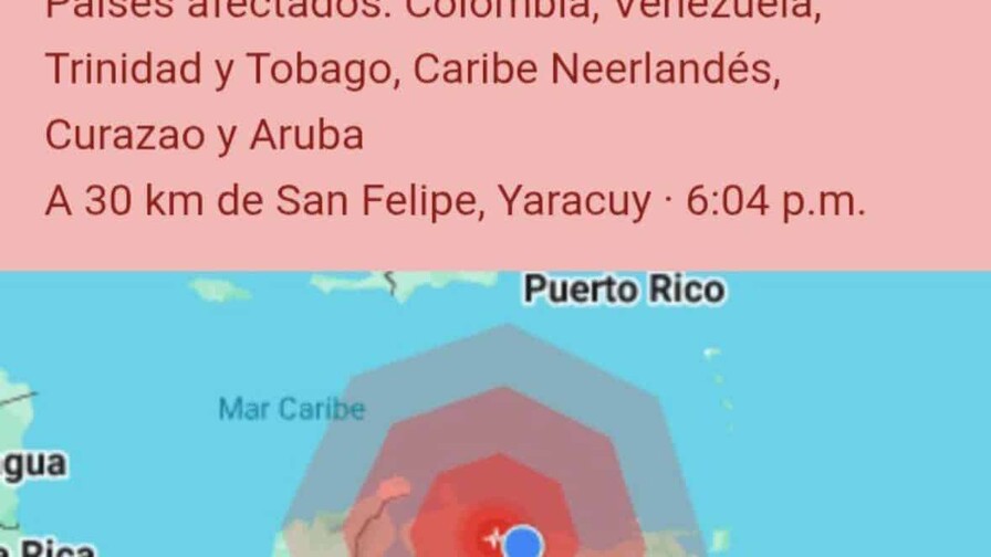 Fuerte sismo de magnitud 7.1 en Venezuela se siente en Colombia e islas del Caribe