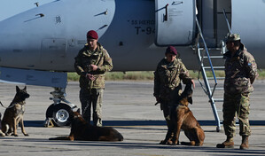 Argentina env&iacute;a un primer grupo de brigadistas y perros de rescate a Venezuela