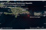 Se registra sismo de magnitud 5.0 al este de Rep&uacute;blica Dominicana