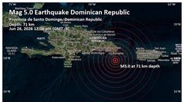 Se registra sismo de magnitud 5.0 al este de Rep&uacute;blica Dominicana