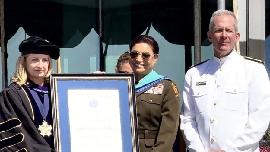 Coronel piloto Marisol Chalas recibe doctorado honoris causa de la Massachusetts Maritime Academy