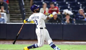 VIDEO | Junior Caminero conecta su jonr&oacute;n 27 en la primera entrada del partido ante Yankees