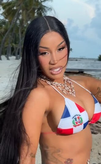 Cardi B presume sus ra&iacute;ces con un bikini con la bandera dominicana