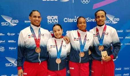 Dominicana conquista doble bronce en trampol&iacute;n sincronizado en la gimnasia de los Juegos