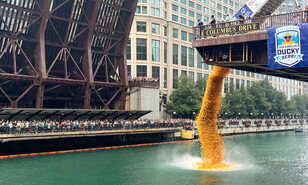 Miles de patitos de goma llenan el r&iacute;o Chicago en apoyo a las Olimpiadas Especiales