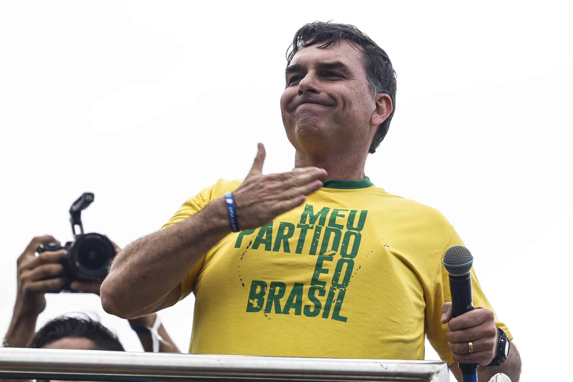 Fl&aacute;vio Bolsonaro en el lanzamiento de su campa&ntilde;a presidencial.&nbsp;