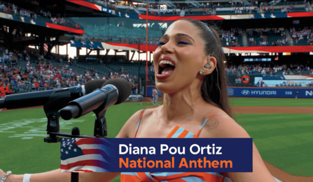 Diana Pou interpreta el himno de EE. UU. durante celebraci&oacute;n de la Herencia Dominicana de los Mets