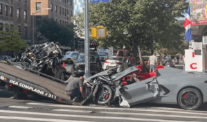 Aparatoso accidente en Inwood deja tres heridos; NYPD investiga posible carrera ilegal
