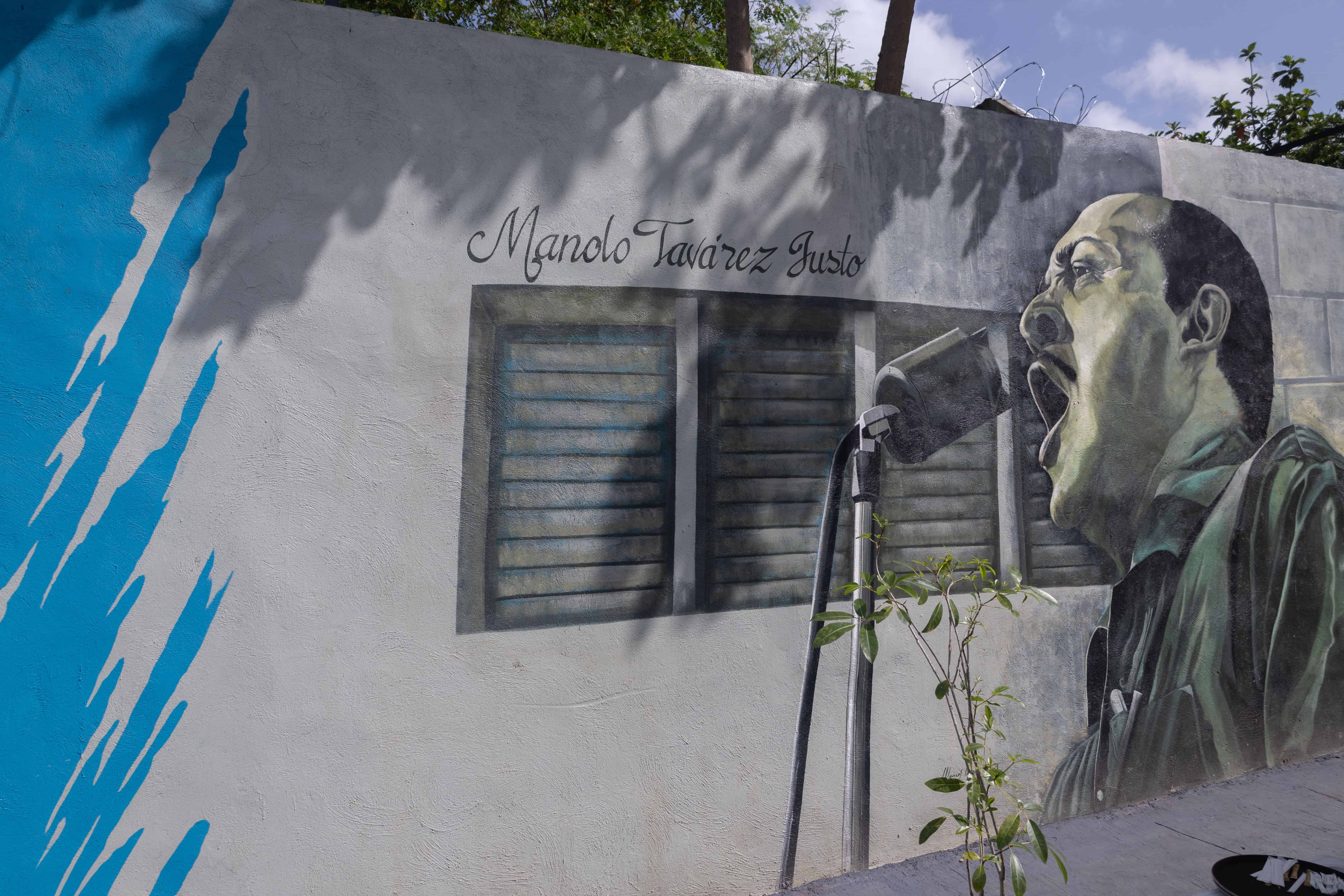 Mural en honor al fenecido líder revolucionario y dirigente del movimiento 14 de junio Manolo Tavares Justo
