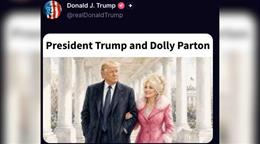 Trump publica un dibujo con Dolly Parton agarrada de su brazo