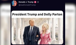 Trump publica un dibujo con Dolly Parton agarrada de su brazo