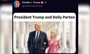 Trump publica un dibujo con Dolly Parton agarrada de su brazo