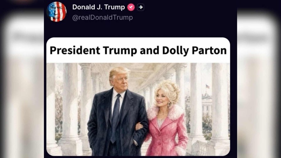 Trump publica un dibujo con Dolly Parton agarrada de su brazo Trump publica un dibujo con Dolly Parton agarrada de su brazo