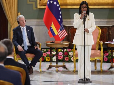 Delcy Rodríguez defiende alianza con EE. UU.