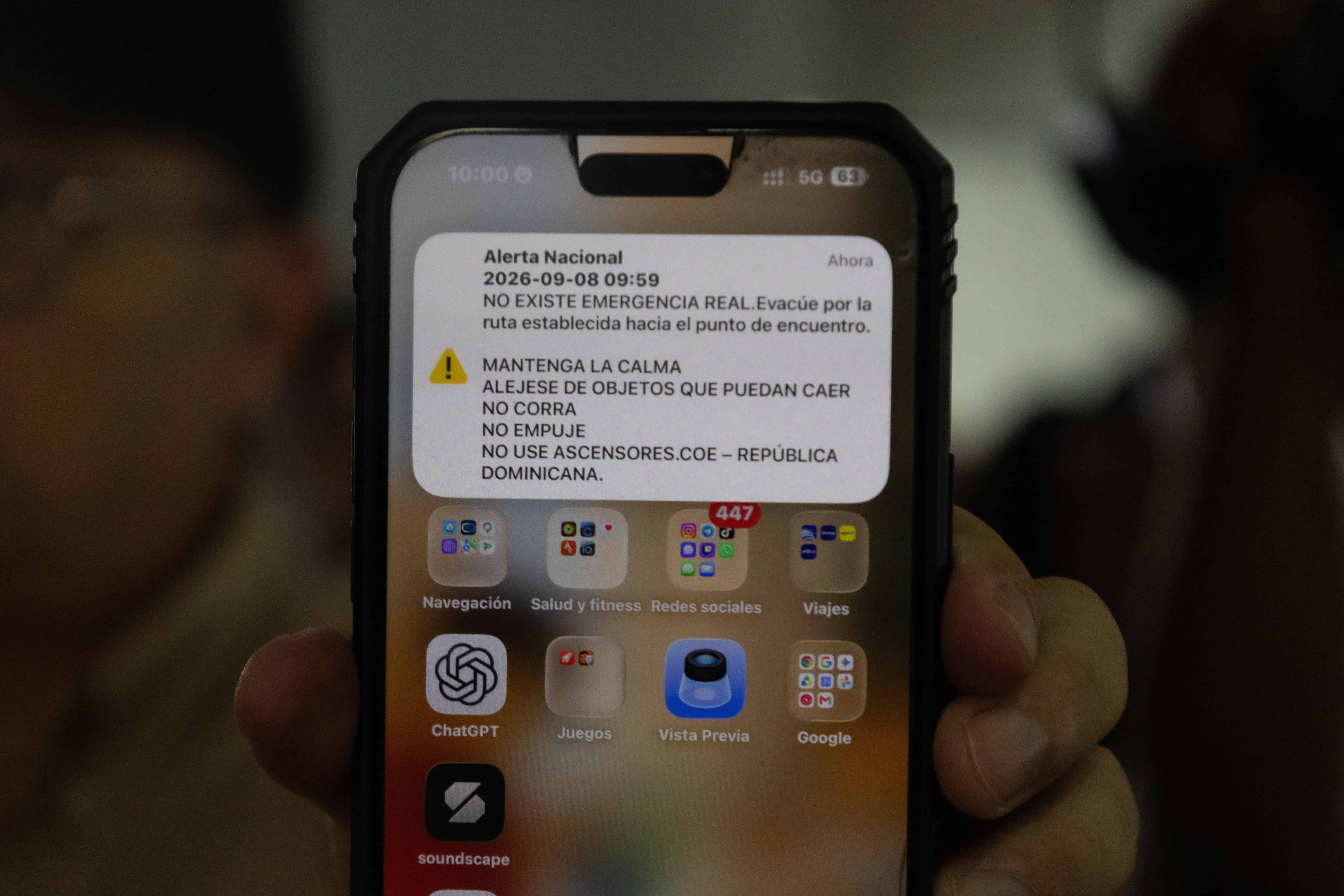 Mensaje de alerta en un celular.
