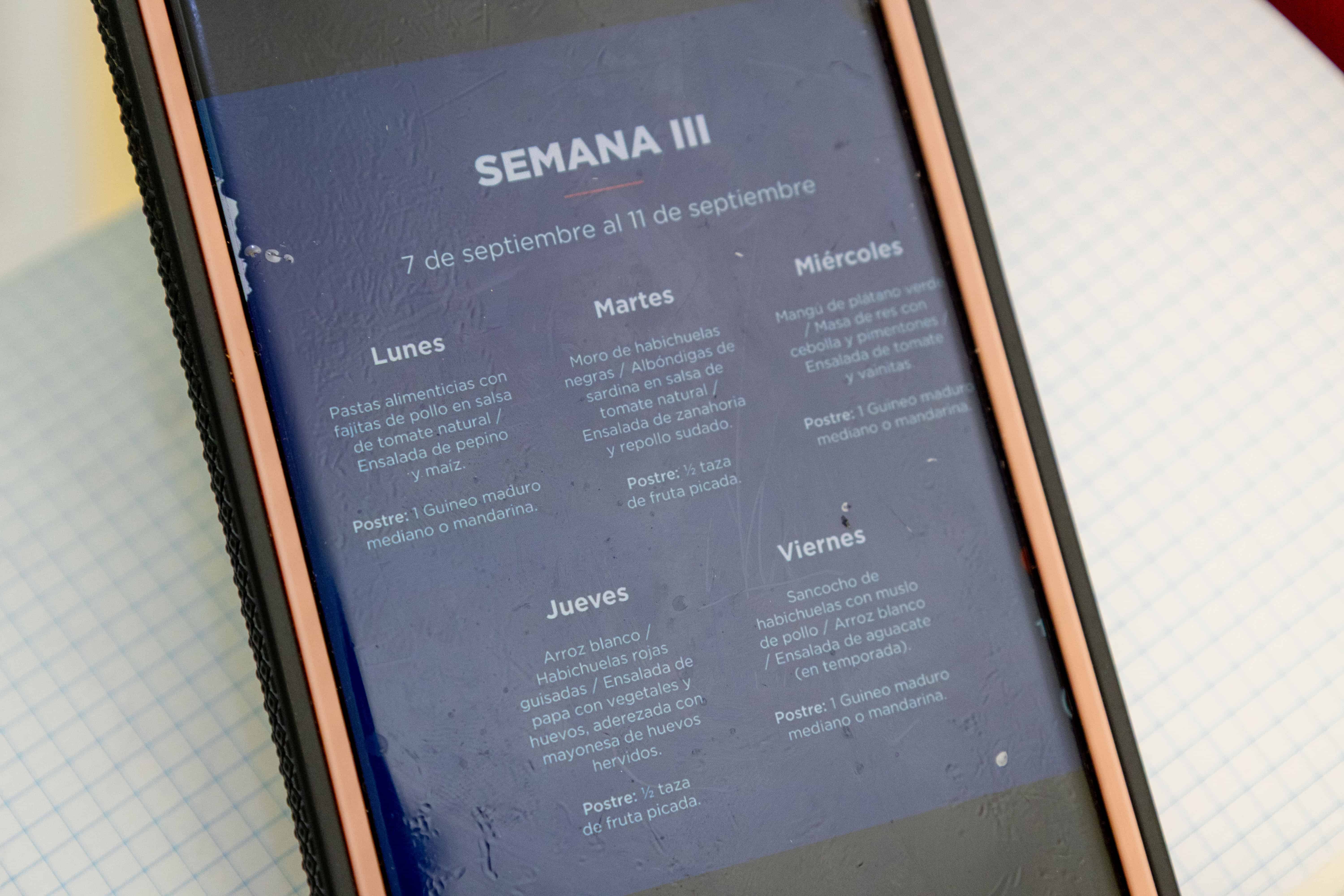 El menú establecido por el Inabie para la tercera semana del año escolar.