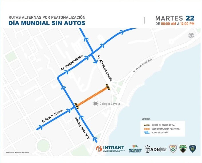 Intrant establece vías alternas por peatonización de tramo de la calle Paul P. Harris este martes Intrant establece vías alternas por peatonización de tramo de la calle Paul P. Harris este martes