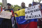 Opositores venezolanos protestan en rechazo a la participación de Delcy Rodríguez ante ONU