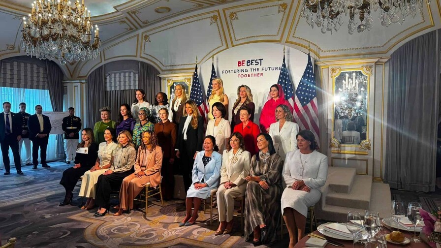 Raquel Arbaje asiste a almuerzo de primeras damas liderado por Melania Trump en Nueva York