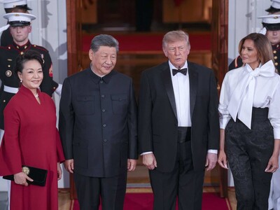 Trump y Melania reciben a Xi y a su esposa para una cena de Estado