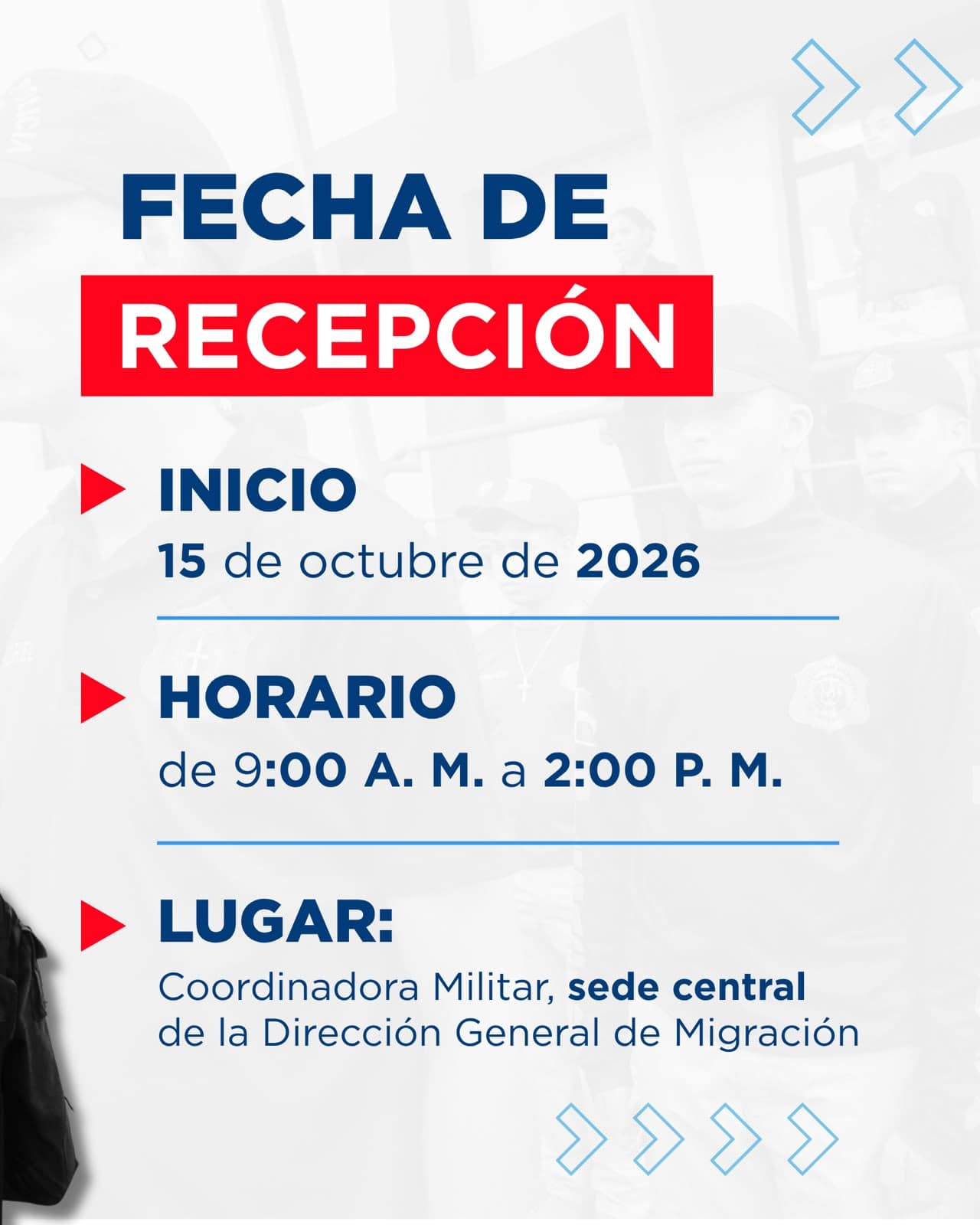 Fechas de recepci&oacute;n de documentos.