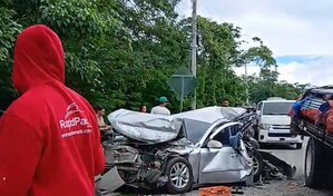 Accidente m&uacute;ltiple provoca kilom&eacute;trico tap&oacute;n en la autopista Duarte