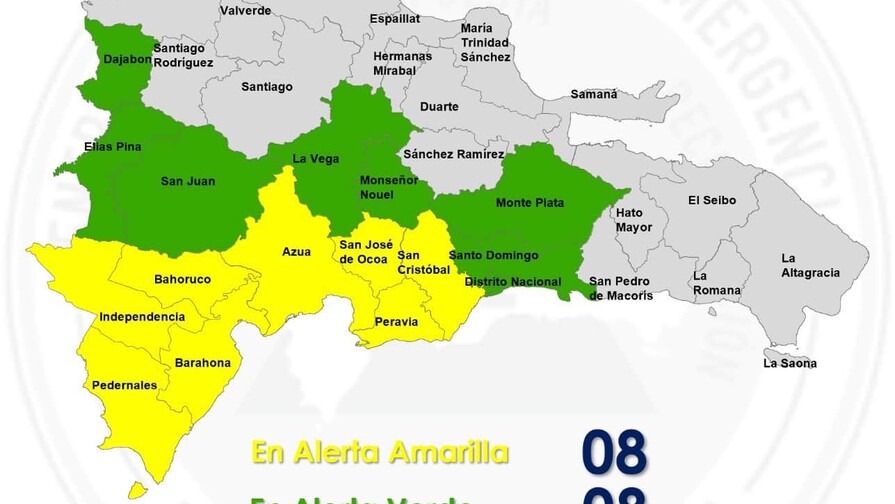 El COE coloca 16 provincias en alerta por lluvias asociadas a una vaguada El COE coloca 16 provincias en alerta por lluvias asociadas a una vaguada