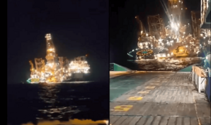 El momento en que una plataforma petrolera se hunde con 115 personas a bordo