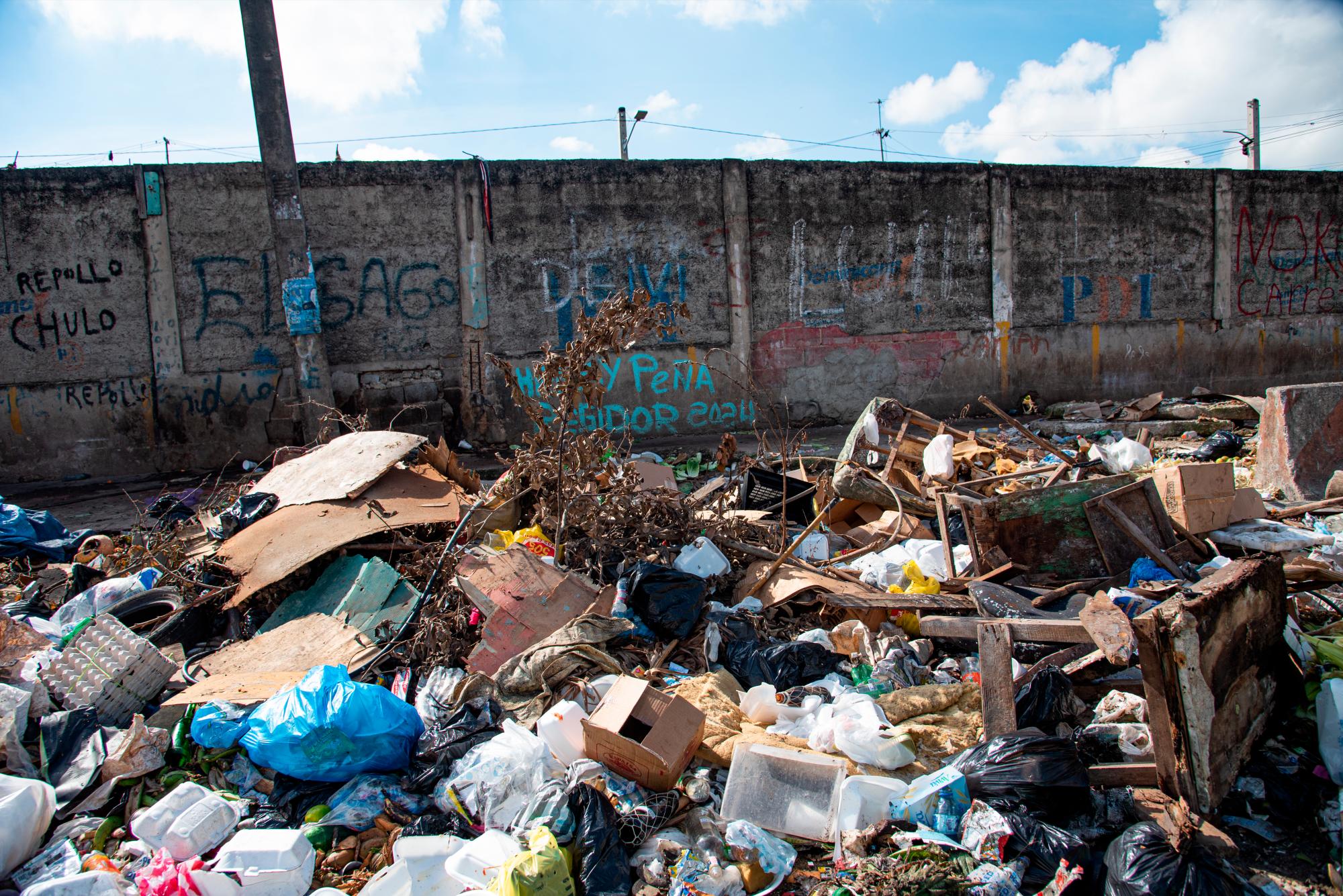 Basura en la Duarte, detrás del mercado.