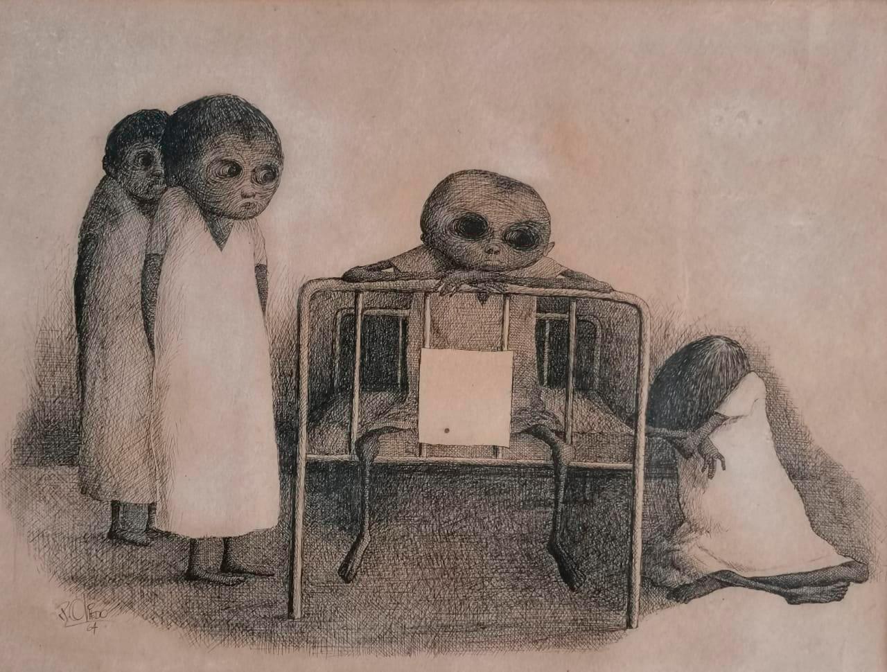 Dibujo a tinta realizado por Ramón Oviedo.
