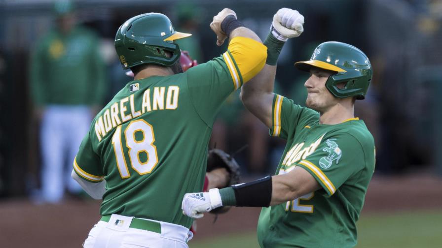Moreland batea hit 1.000, Atléticos vencen a Angelinos 8-5 Moreland batea hit 1.000, Atléticos vencen a Angelinos 8-5