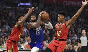 Clippers ganan 150-101 a Hawks, George se estrena con 37