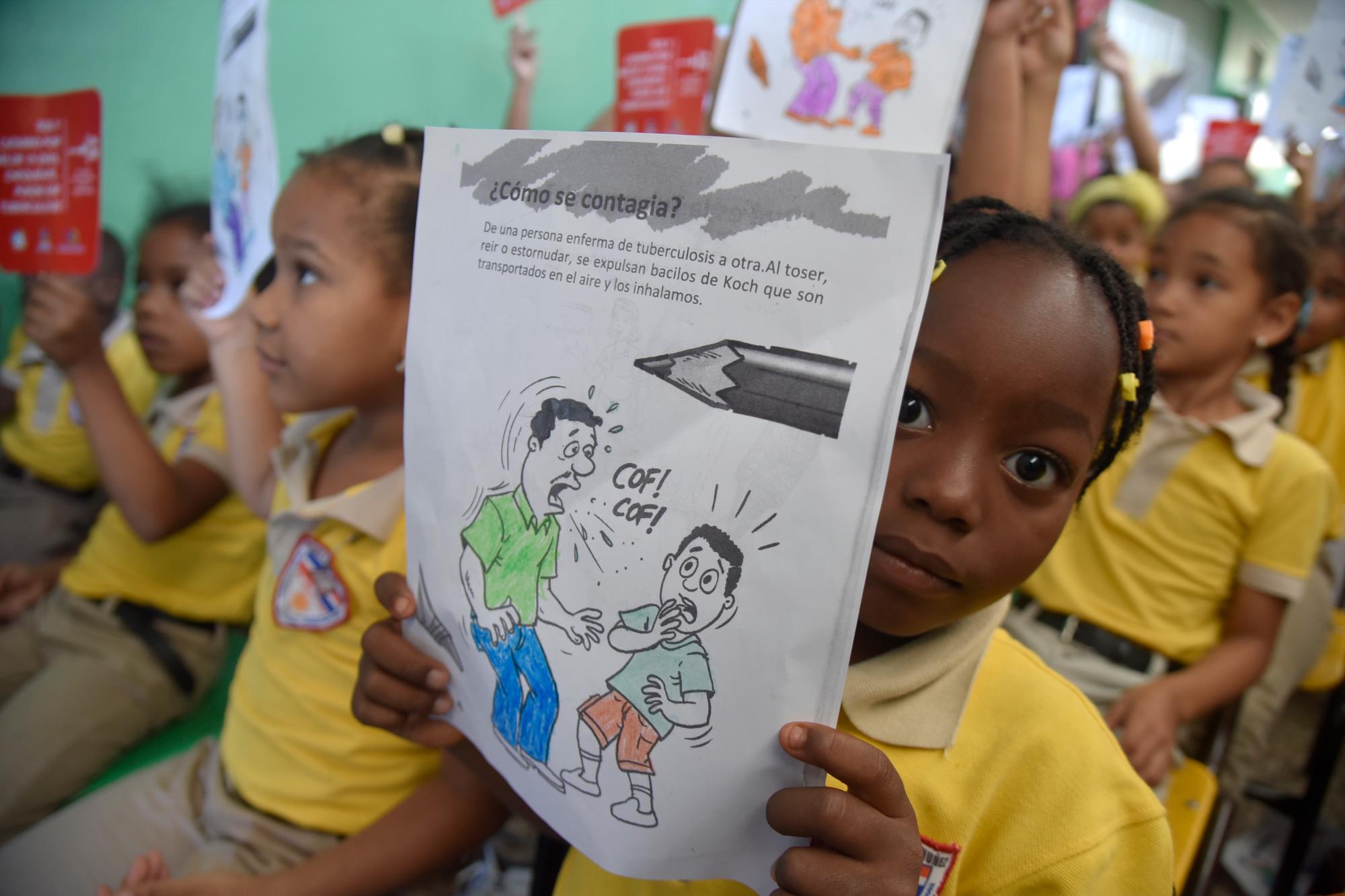 Estudiantes de la primaria participan en el operativo “Semana de Prevención de la Tuberculosis”, auspiciado por el Ministerio de Salud Pública en todo el país. Miércoles 20 de marzo de 2019.