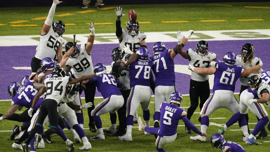 Bailey se redime al dar triunfo a Vikings ante Jaguars Bailey se redime al dar triunfo a Vikings ante Jaguars