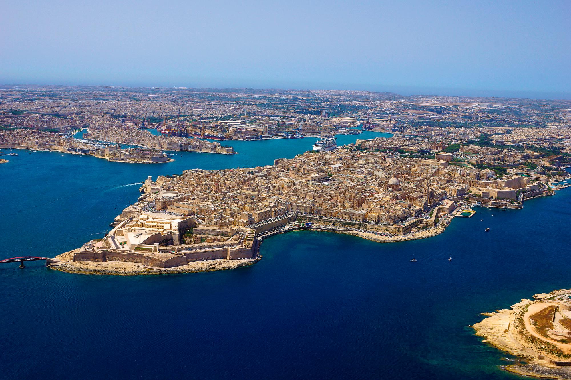 Vista aérea de La Valeta, capital de Malta.