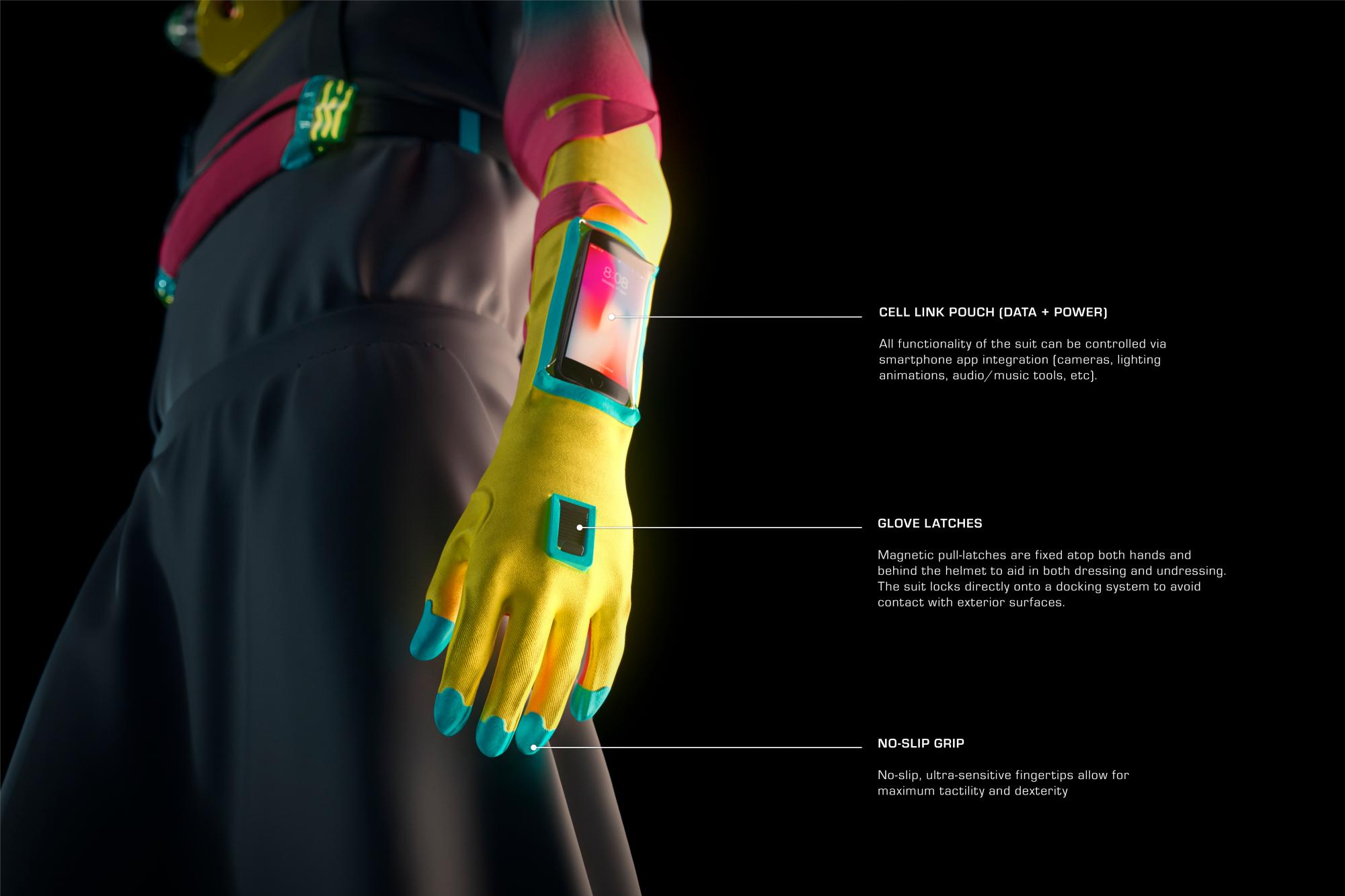 Detalles del traje Micrashell. 