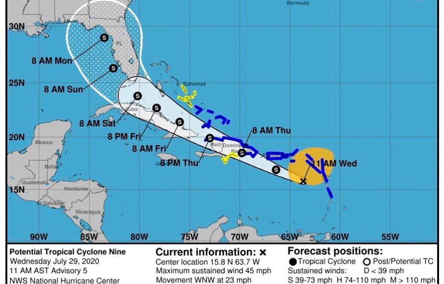 Puerto Rico, República Dominica, Cuba y Florida en la mira de la tormenta “Nueve”