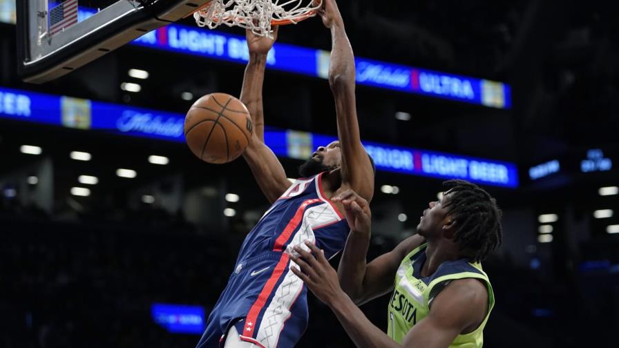 Durant logra 30 puntos; Nets vencen 110-105 a Timberwolves