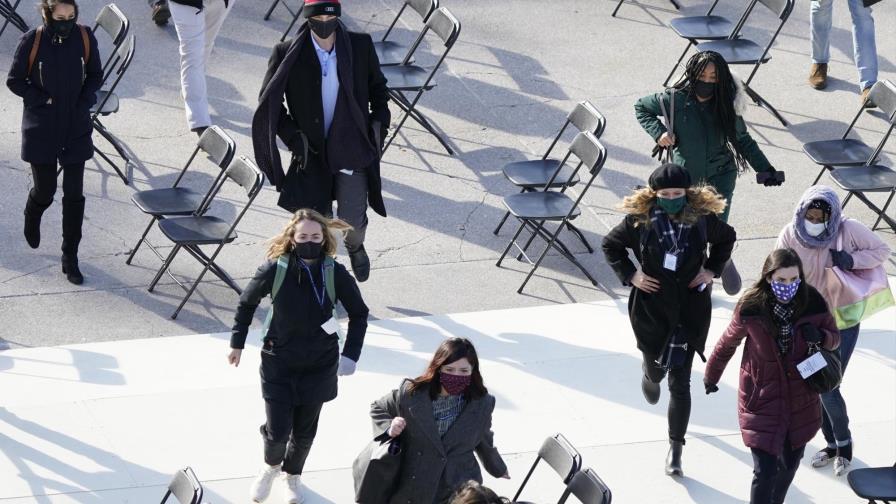 Ensayo de acto de Biden interrumpido por incendio