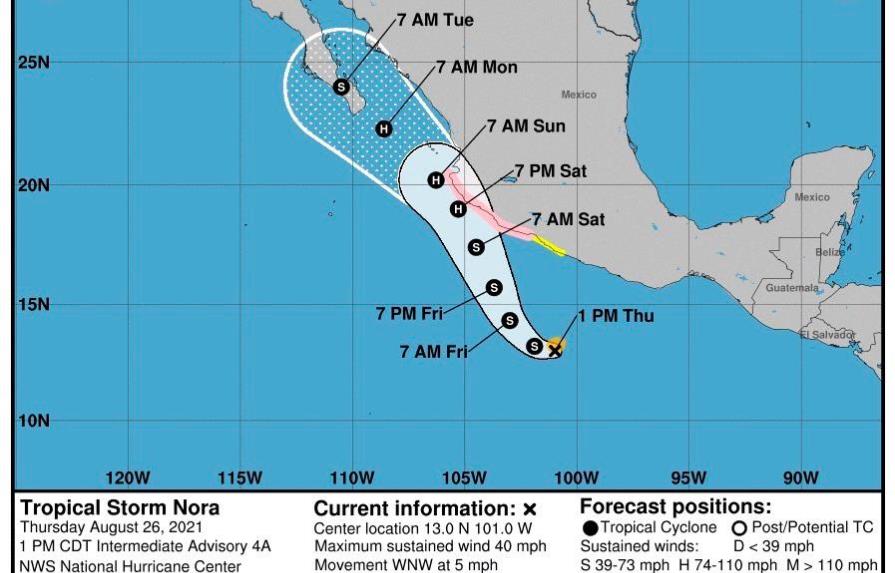 Se forma la tormenta tropical Nora frente a las costas del Pacífico mexicano