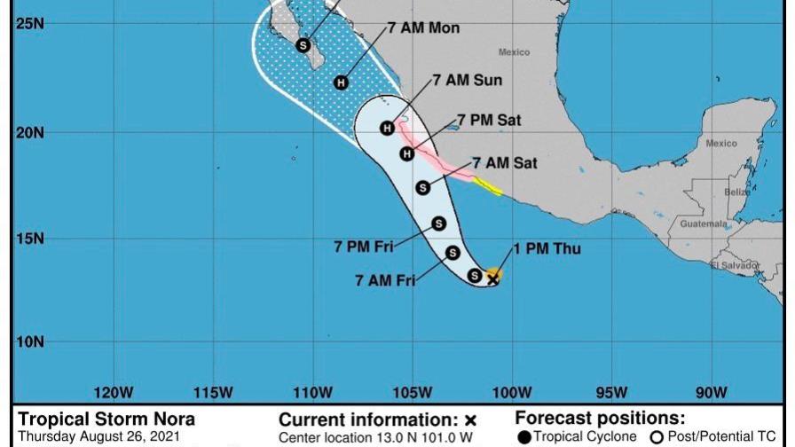 Se forma la tormenta tropical Nora frente a las costas del Pacífico mexicano
