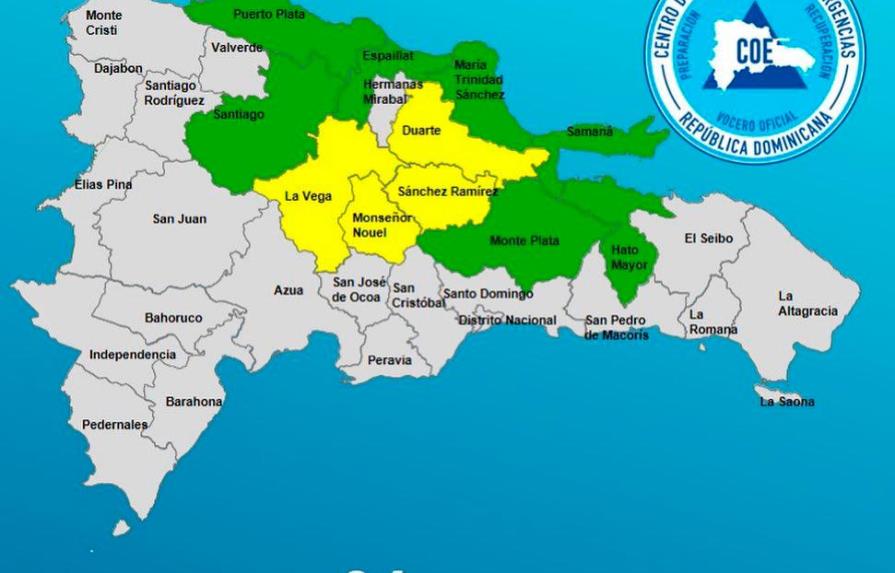 COE: cuatro provincias en alerta amarilla y siete en verde por posibles inundaciones