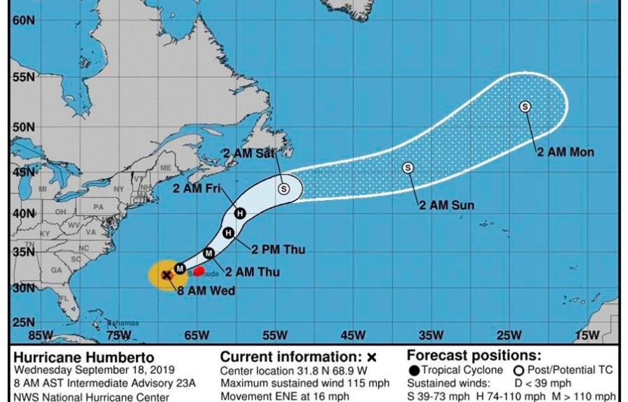 El huracán Humberto afecta a las Bermudas con fuertes vientos huracanados
