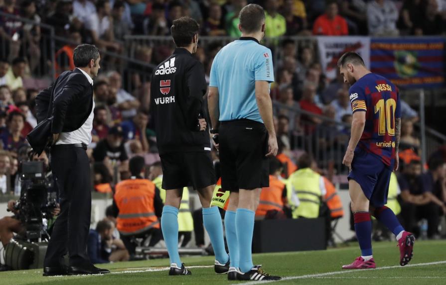 Messi sustituido con molestias en muslo izquierdo