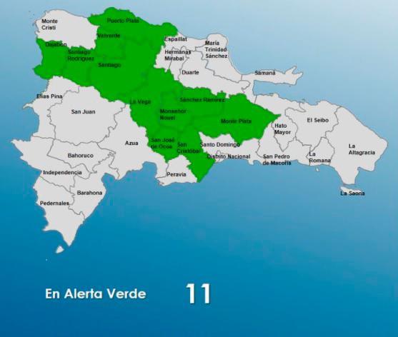 Mantienen en alerta verde 11 provincias por las lluvias 