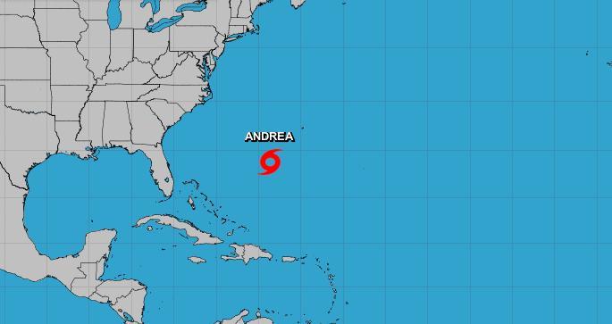 Se forma tormenta subtropical Andrea al sur de las Bermudas