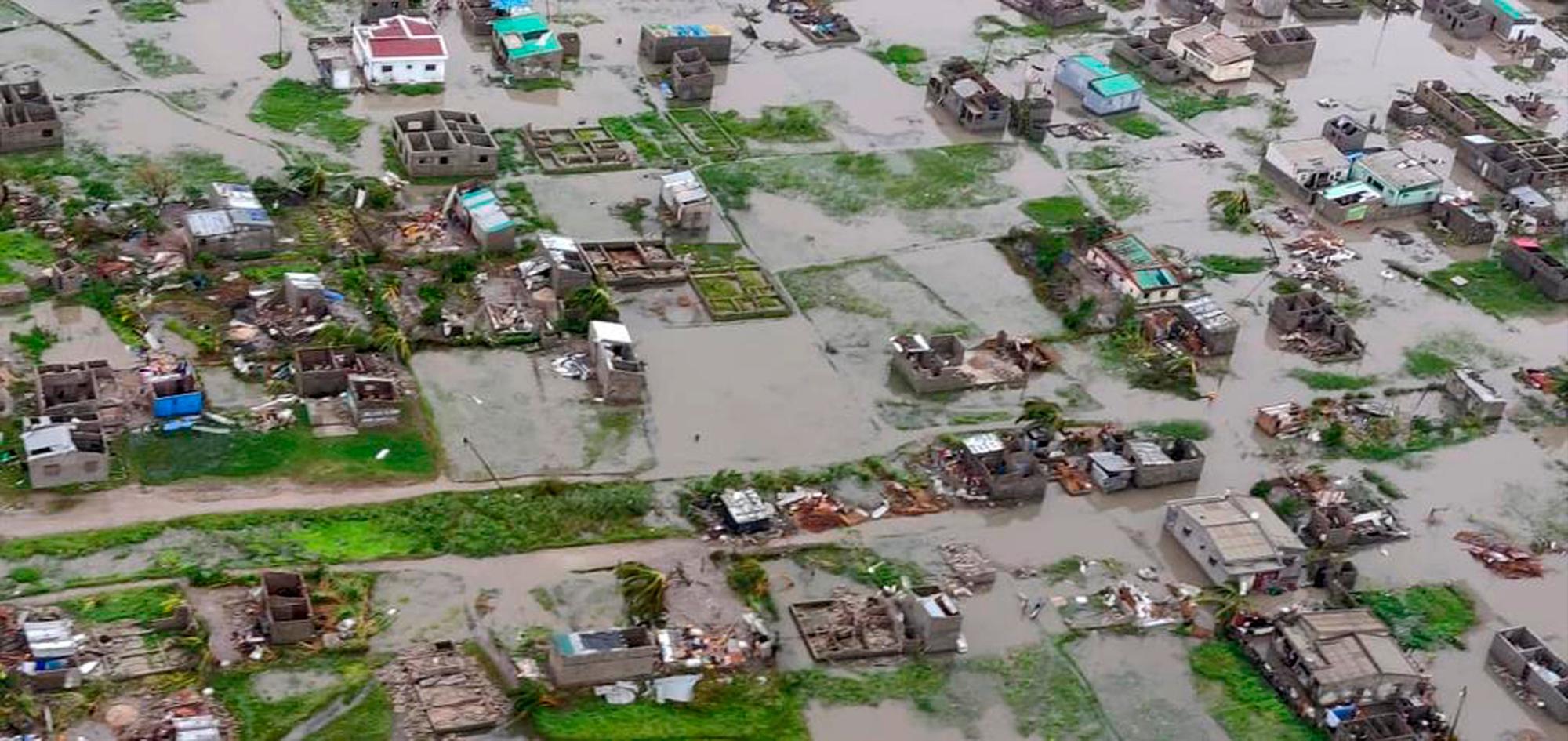 Vista aérea de las consecuencias del ciclón en la ciudad de Beira, Mozambique. (Foto entregada por la Federación Internacional de la Cruz Roja y Media Luna Roja, el lunes 18 de marzo del 2019.