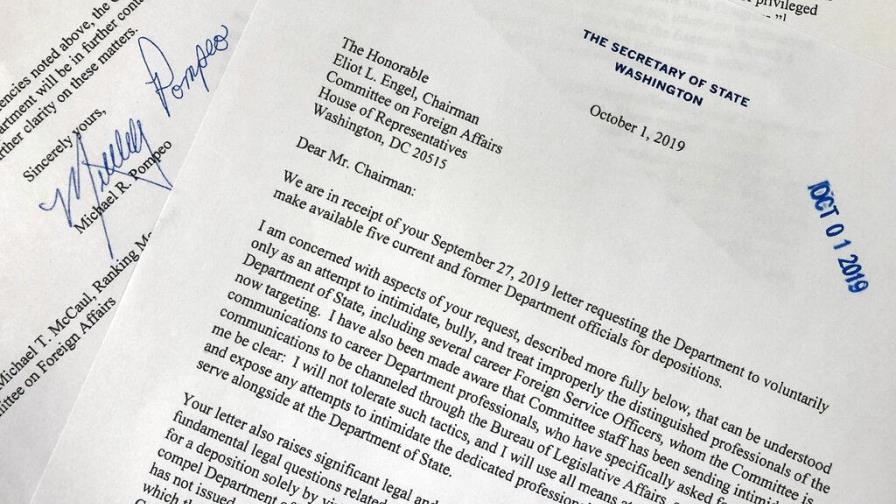 Pompeo y demócratas intercambian acusaciones de intimidación