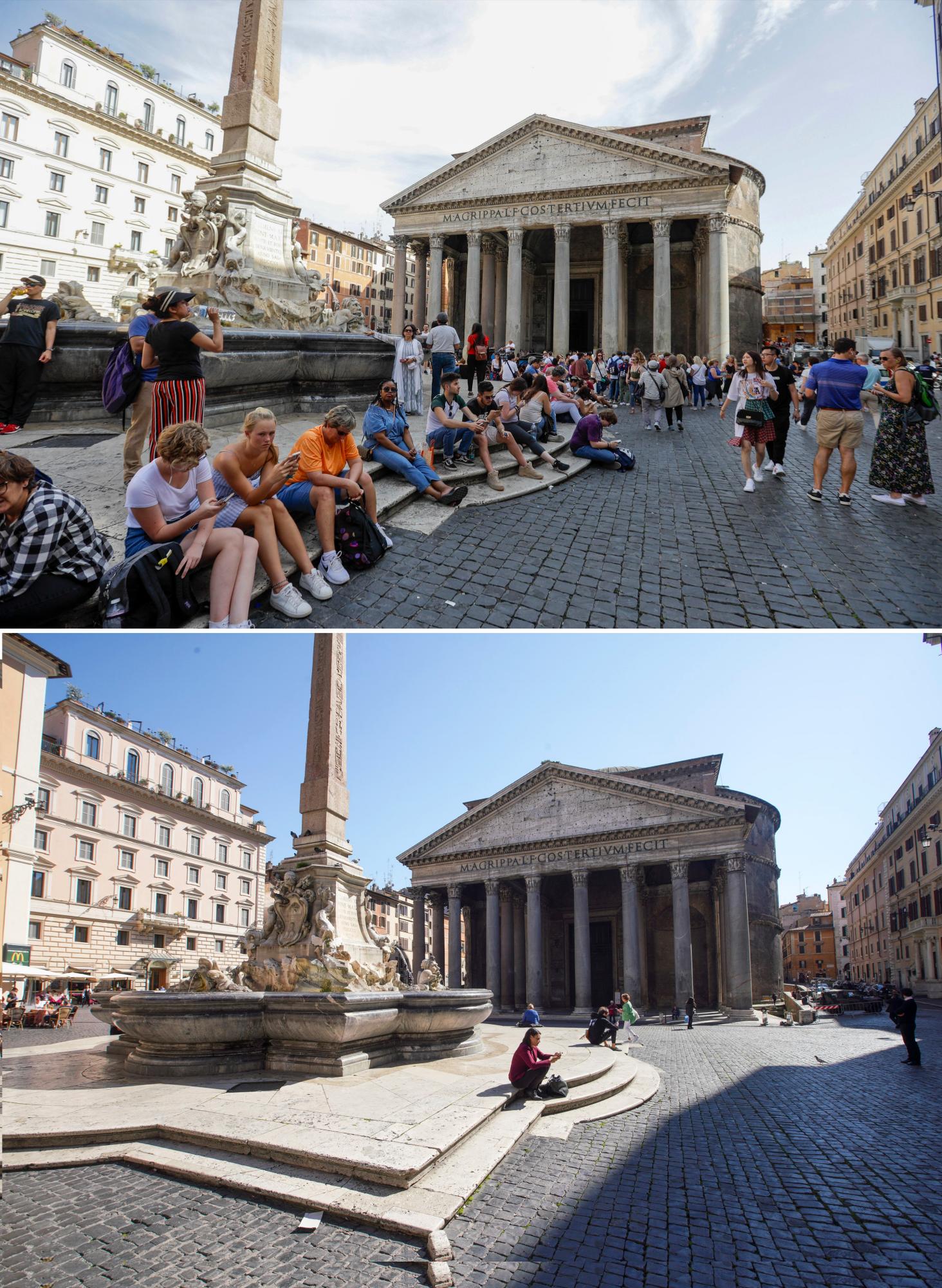 El brote viral vacía los monumentos de Roma